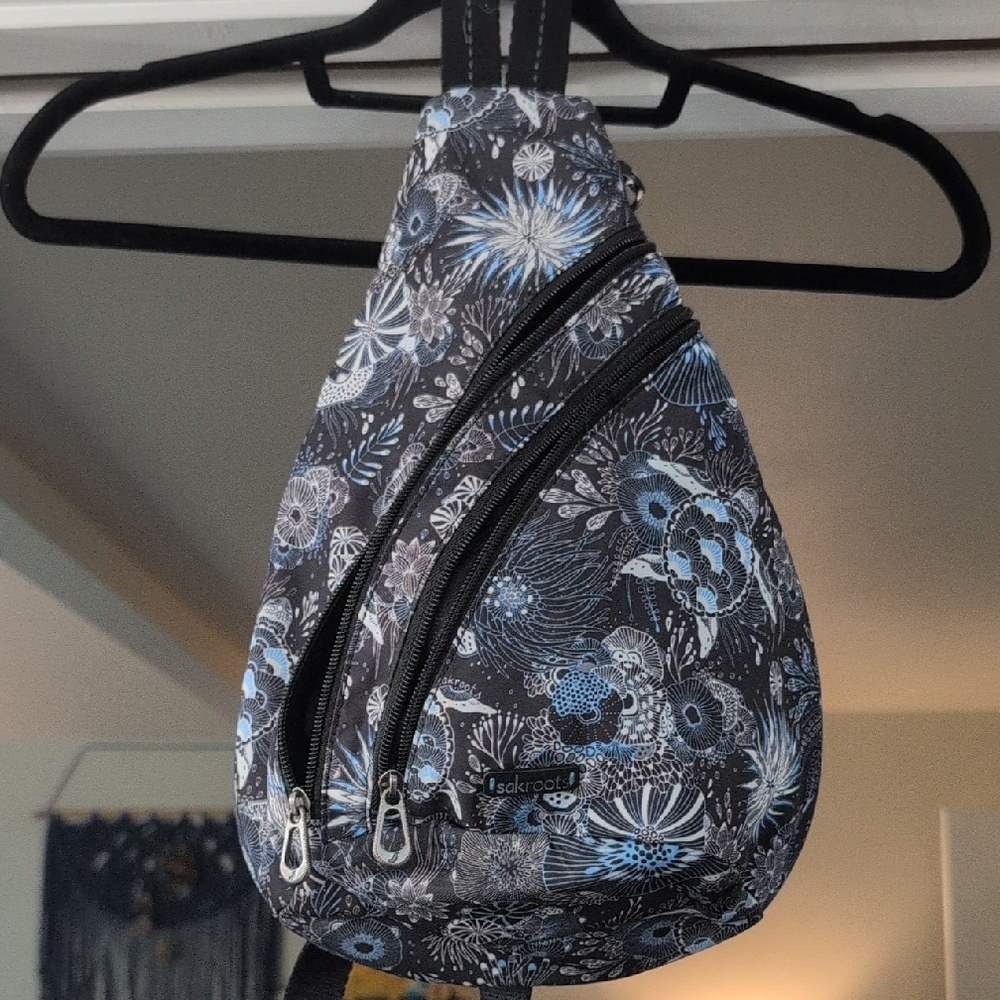 Sakroots Blue and Gray Patterned Sling Bag